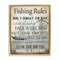 Stupell Industries Fishing Rules List Framed Floater Canvas Wall Art Design by Kim Allen